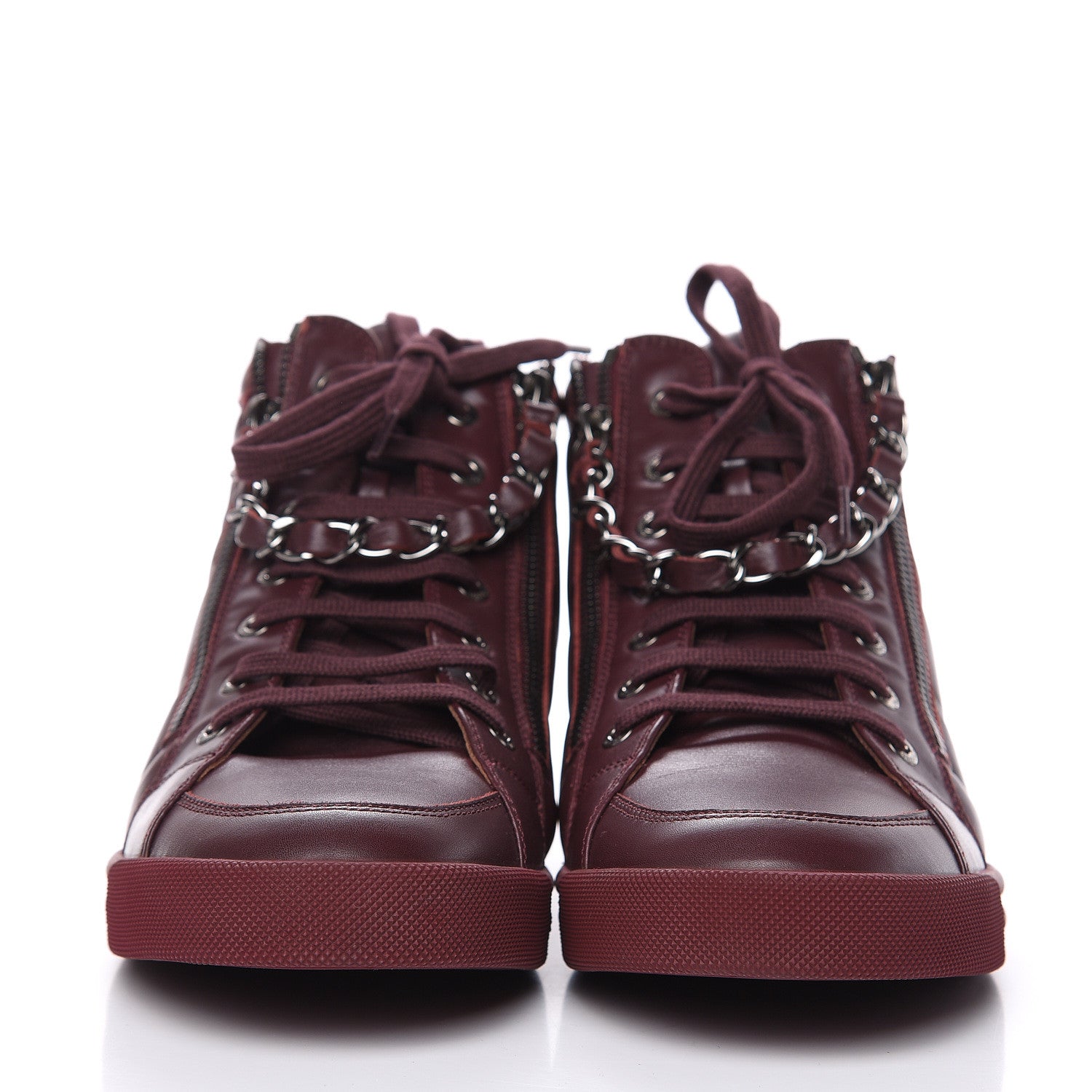 Chanel Lambskin Zipped Chain CC Sneakers 41 Burgundy 2 of 10
