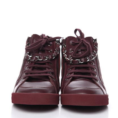 Chanel Lambskin Zipped Chain CC Sneakers 41 Burgundy 2 of 10