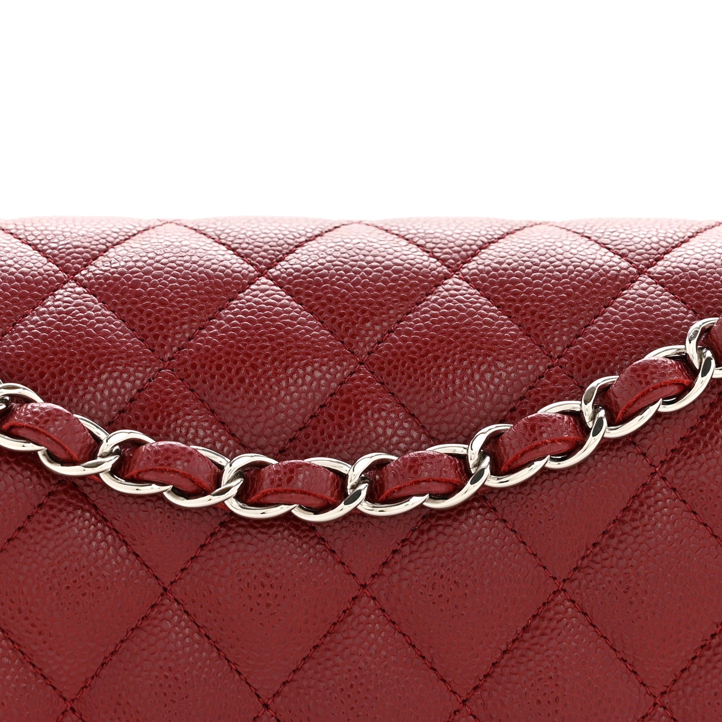 Caviar Quilted Medium Double Flap Burgundy