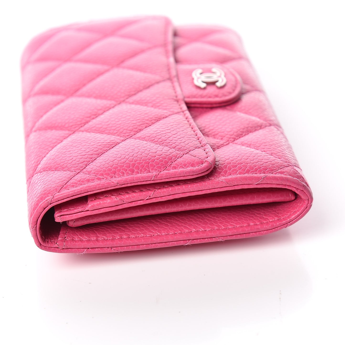 Caviar Quilted Small Flap Wallet Pink