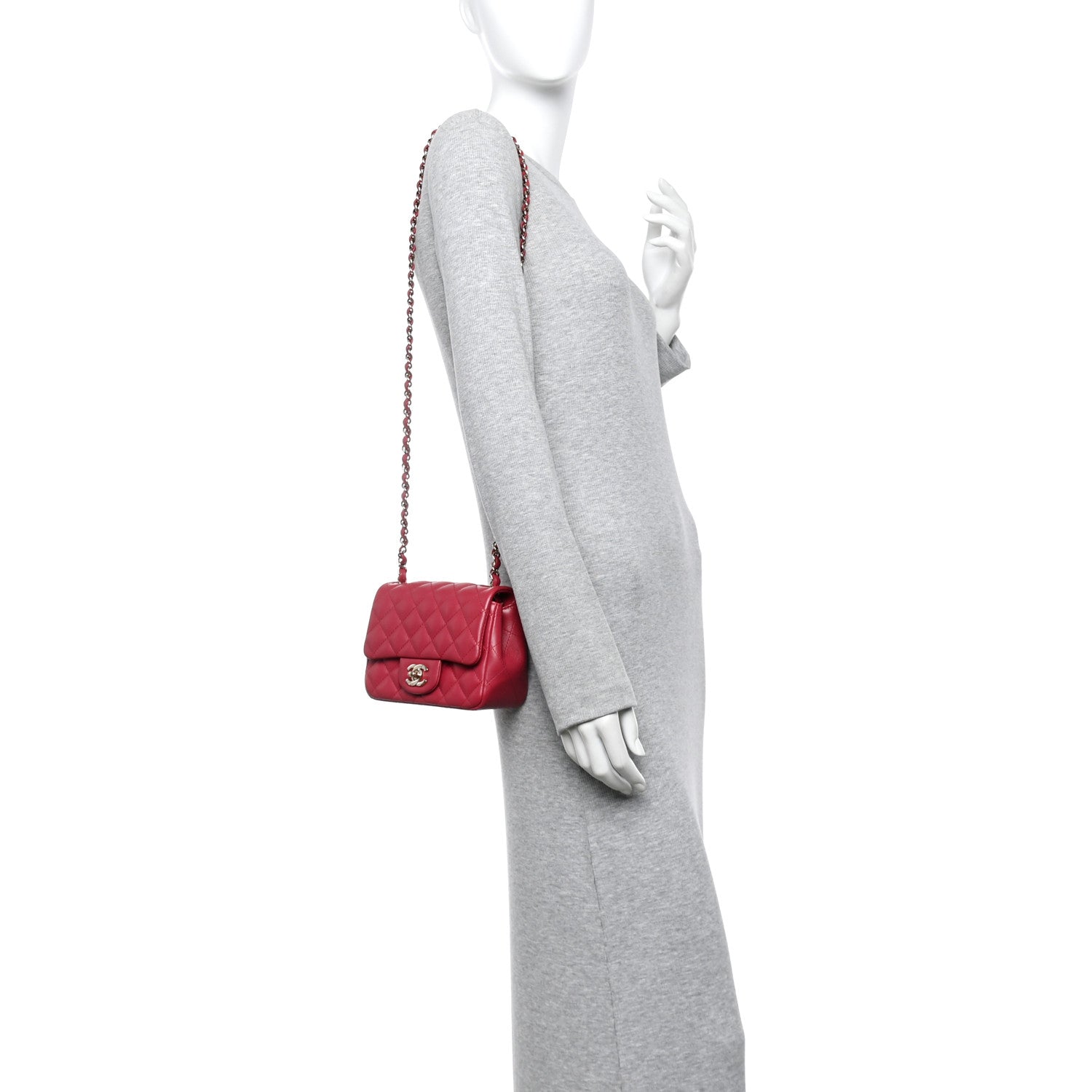 Chanel Lambskin Quilted Mini Square Flap Dark Pink 2 of 11