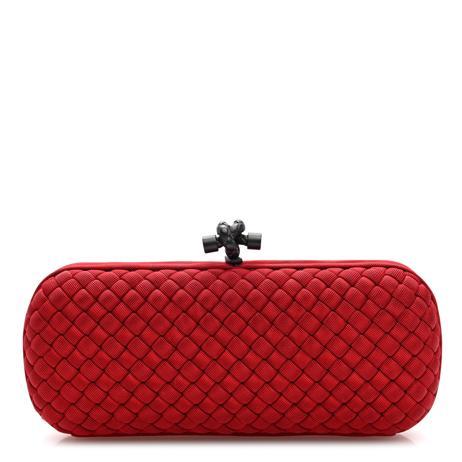 Bottega Veneta Silk Faille Intrecciato Knot Clutch Red 1 of 6