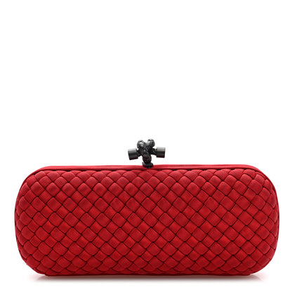 Bottega Veneta Silk Faille Intrecciato Knot Clutch Red 1 of 6