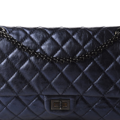 Chanel Metallic Calfskin Quilted 2.55 Reissue 226 Flap Dark Navy Blue 9 of 9