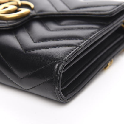 Gucci Calfskin Matelasse GG Marmont Chain Wallet Black 10 of 12