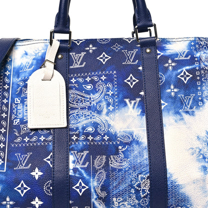 Louis Vuitton Cowhide Monogram Bandana Keepall Bandouliere 50 Blue 6 of 8