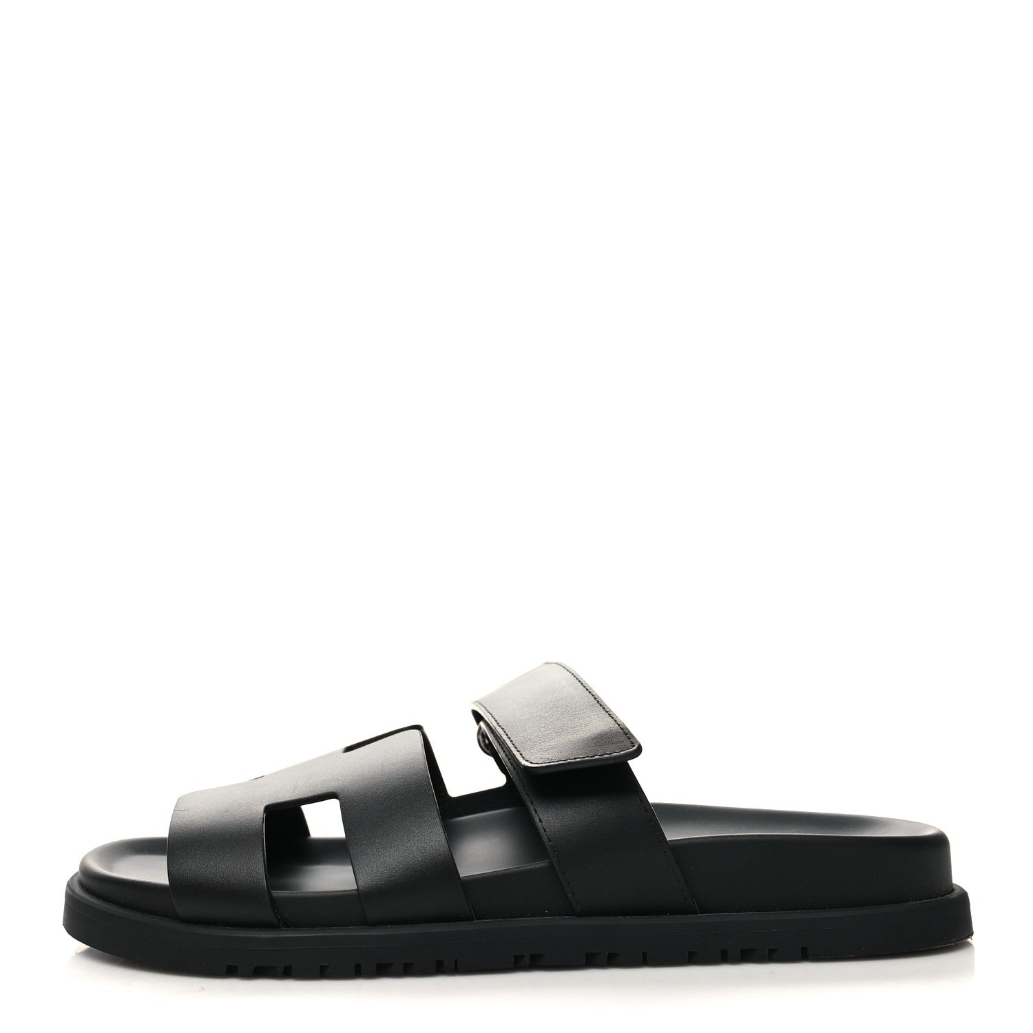 Hermes Calfskin Womens Chypre Sandals 38 Black 1 of 9