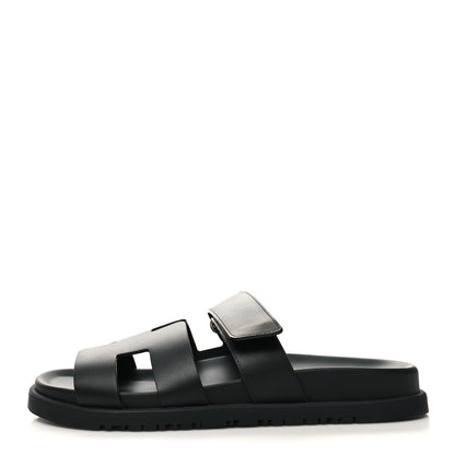 Hermes Calfskin Womens Chypre Sandals 38 Black 1 of 9