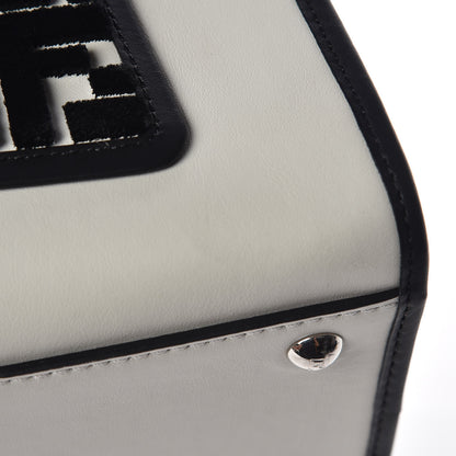 Fendi Vitello Century Velvet F is Fendi FF Embroidered Regular Runaway Satchel White Black 11 of 11