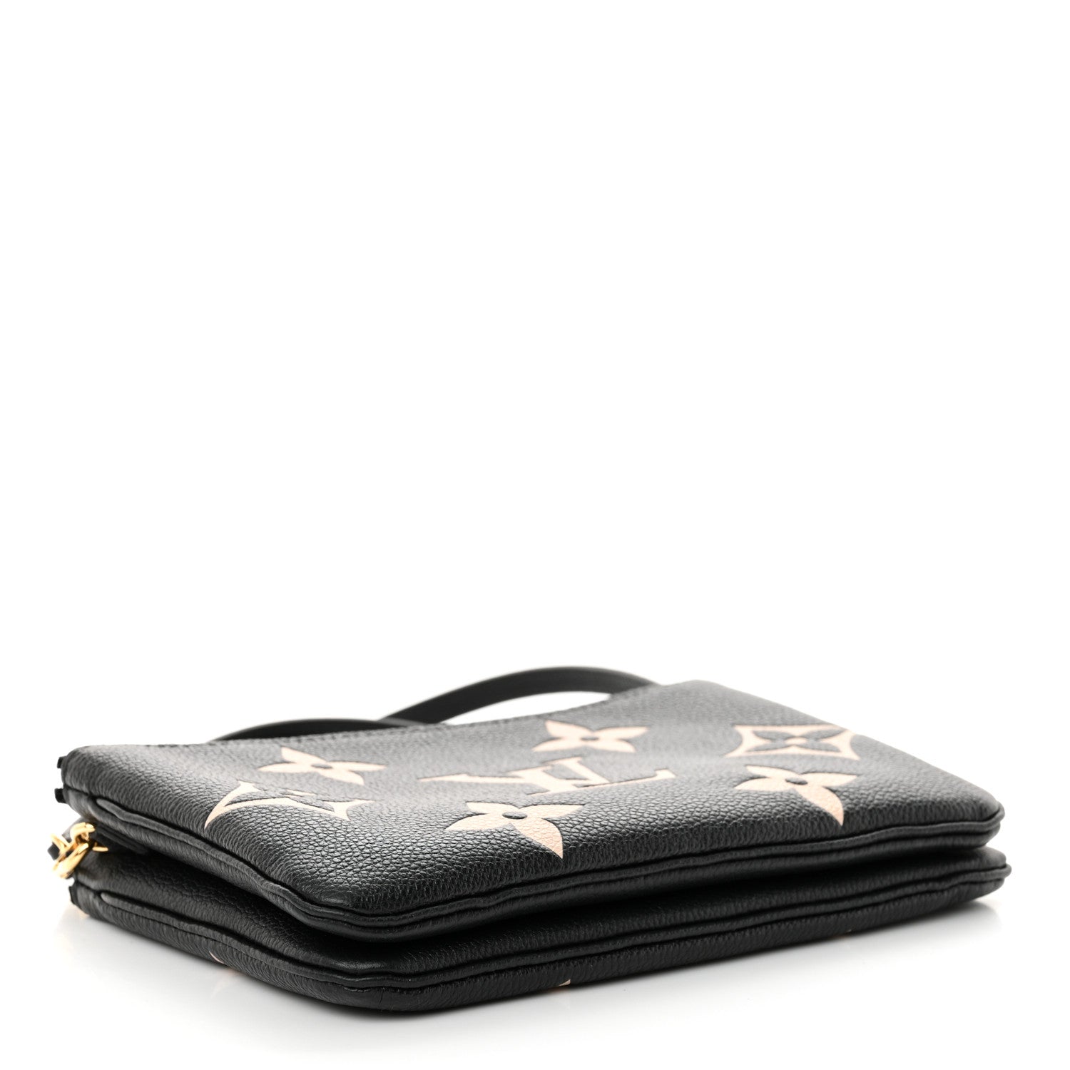 Louis Vuitton Empreinte Monogram Giant Double Zip Pochette Black Cream 4 of 11