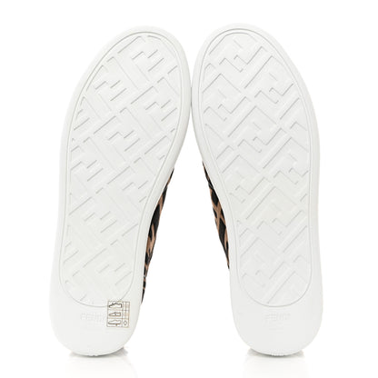 Fendi X SARA COLEMAN Canvas FF Vertigo Embroidered Womens Rise Slip On Sneakers 40 Tobacco Black 5 of 8