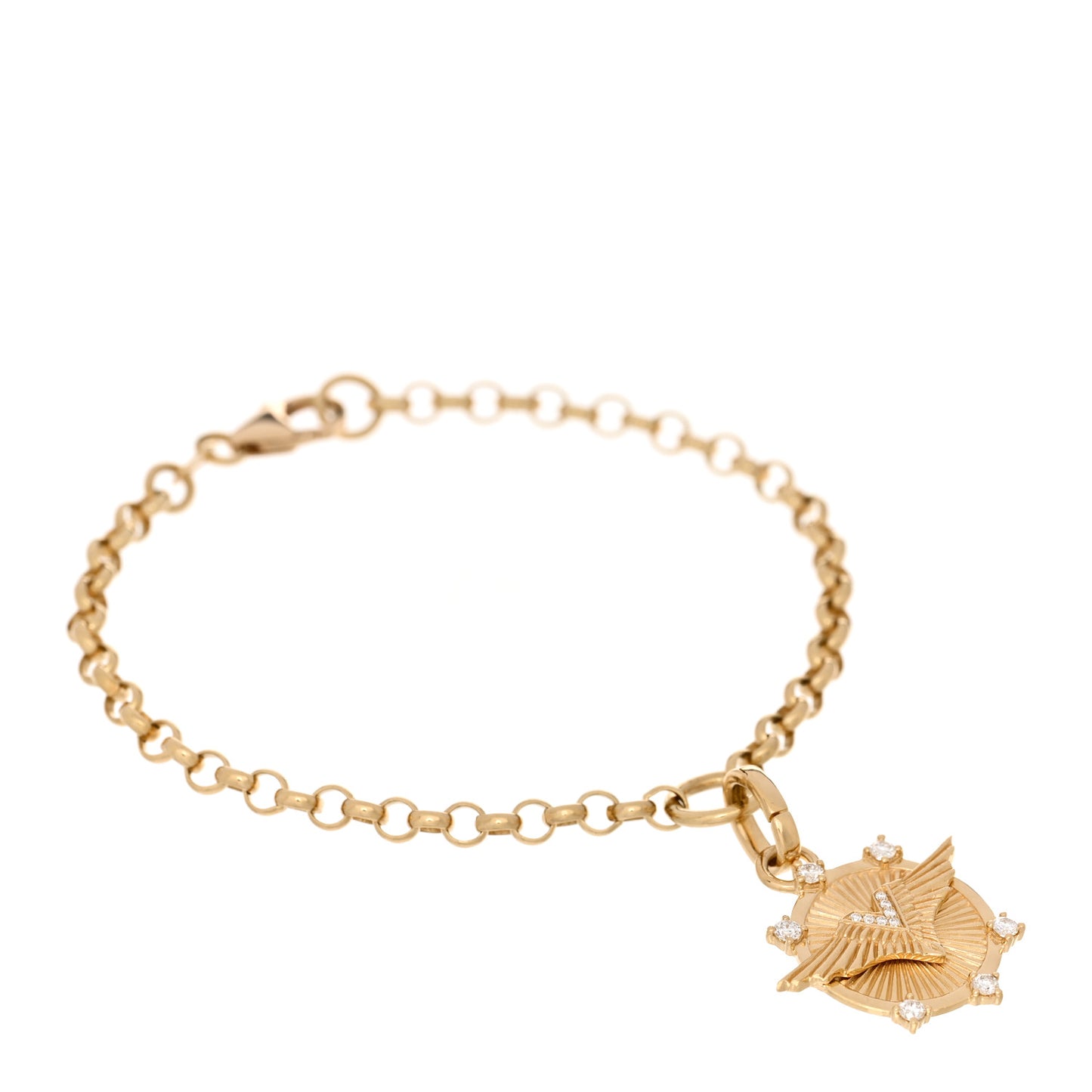 18K Yellow Gold Diamond Passion Baby Vivacity Medallion Belcher Bracelet