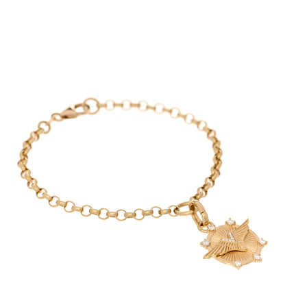 Foundrae 18K Yellow Gold Diamond Passion Baby Vivacity Medallion Belcher Bracelet 1 of 3