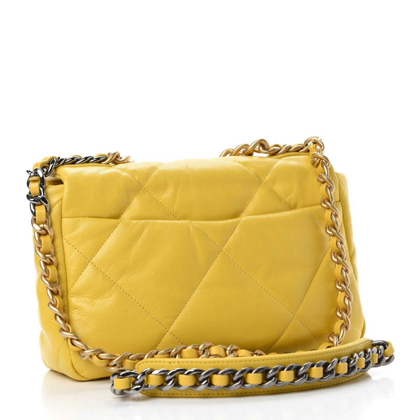 Lambskin Quilted Medium Chanel 19 Flap Yellow