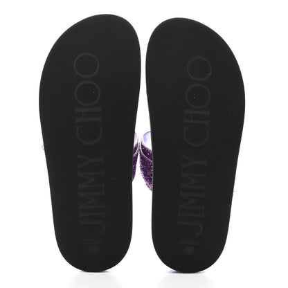 Jimmy Choo Glitter Crystal Embellished Marga Slide Sandals 39 Purple 6 of 8
