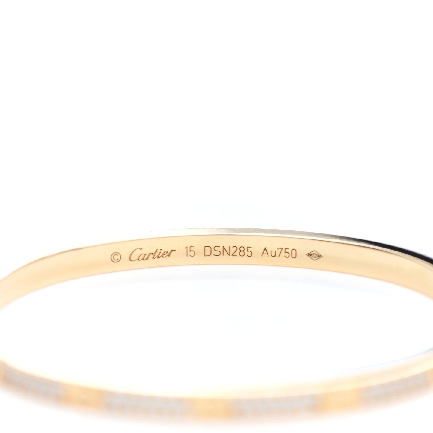 18K Yellow Gold Diamond Small LOVE Paved Bracelet 15