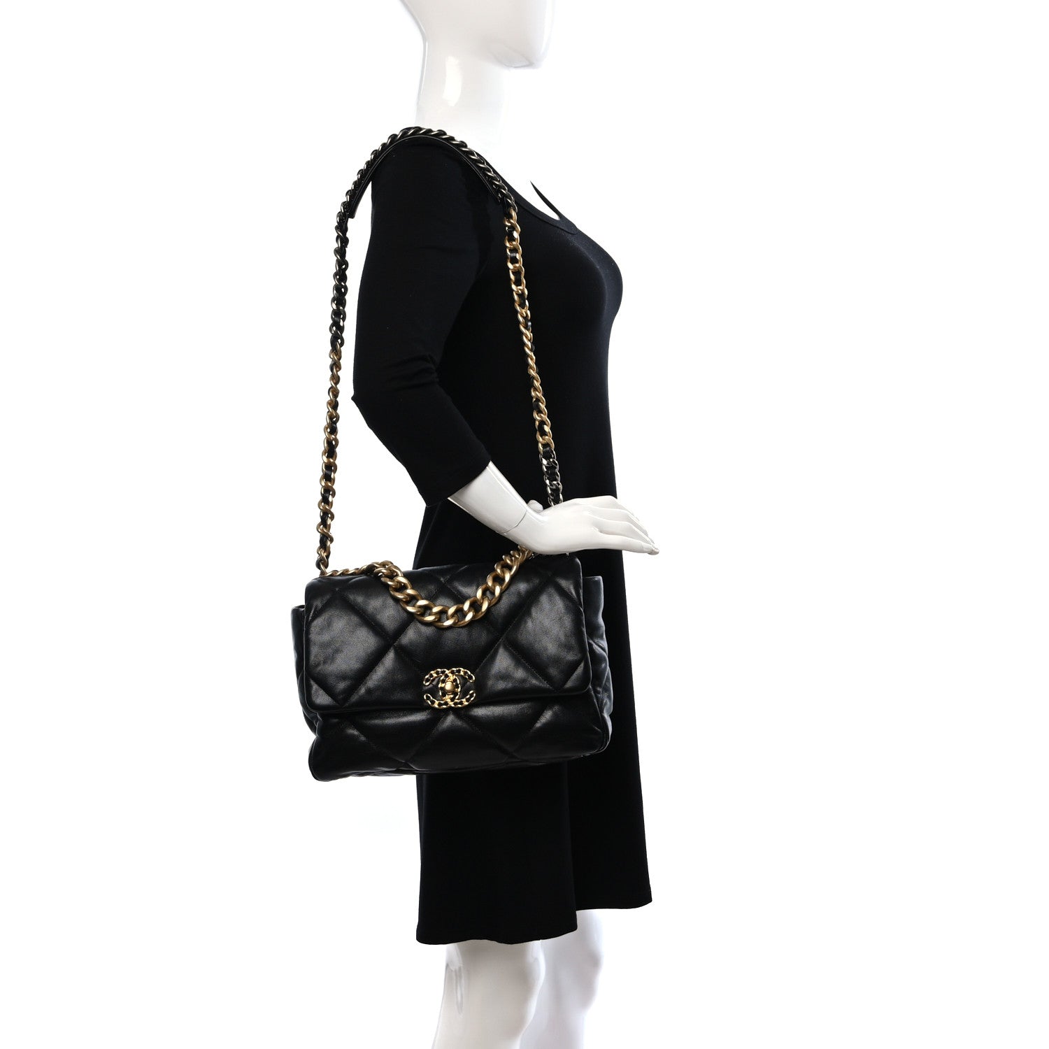 Chanel Lambskin Quilted Large Chanel 19 Flap Black 2 of 9