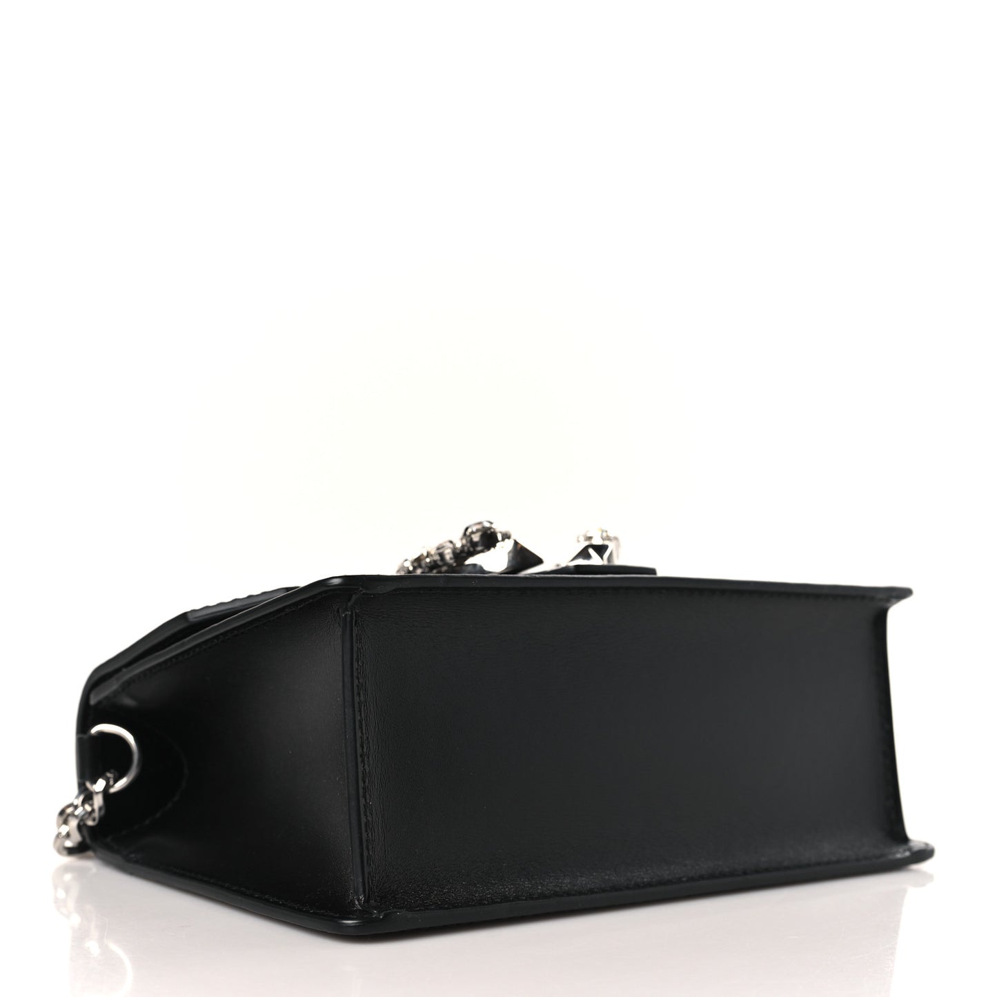 Grainy Calfskin Crystal Embellished Madeline Crossbody Bag Black