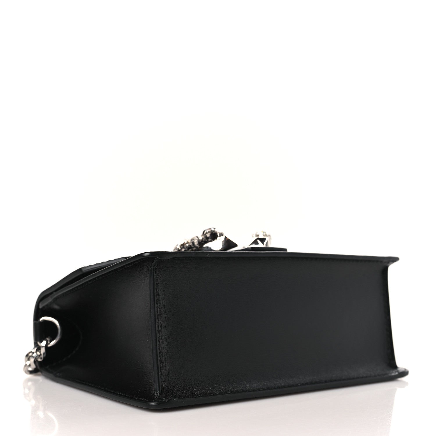 Jimmy Choo Grainy Calfskin Crystal Embellished Madeline Crossbody Bag Black 4 of 8