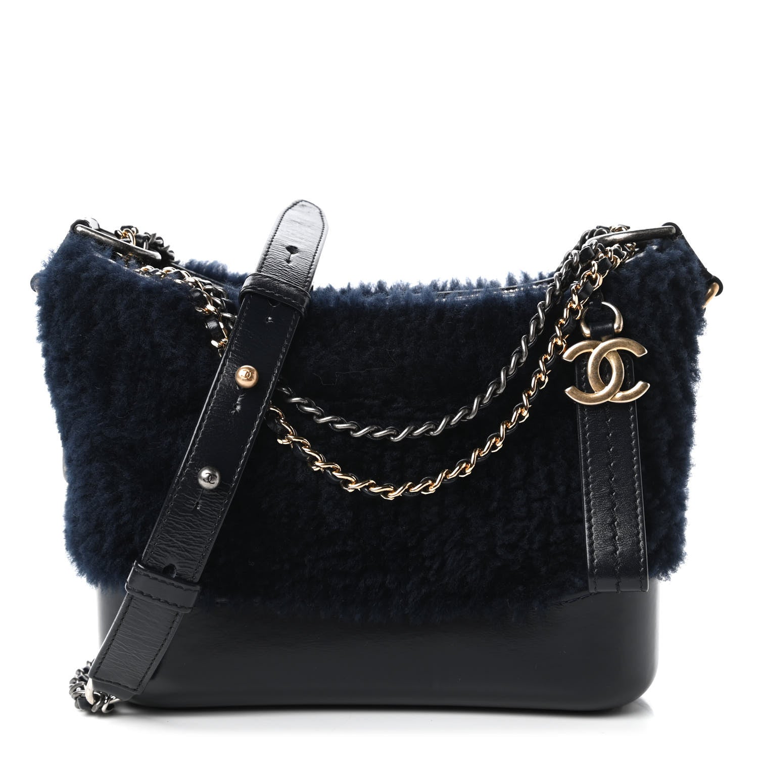 Chanel Shearling Small Gabrielle Hobo Navy 1 of 10