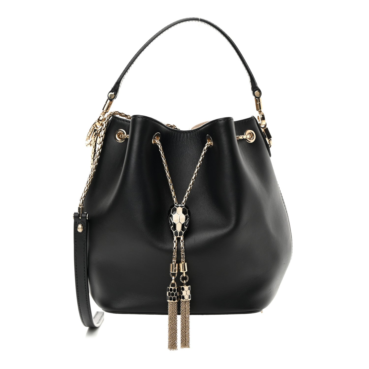 Bulgari Calfskin Serpenti Forever Bucket Bag Black 1 of 13