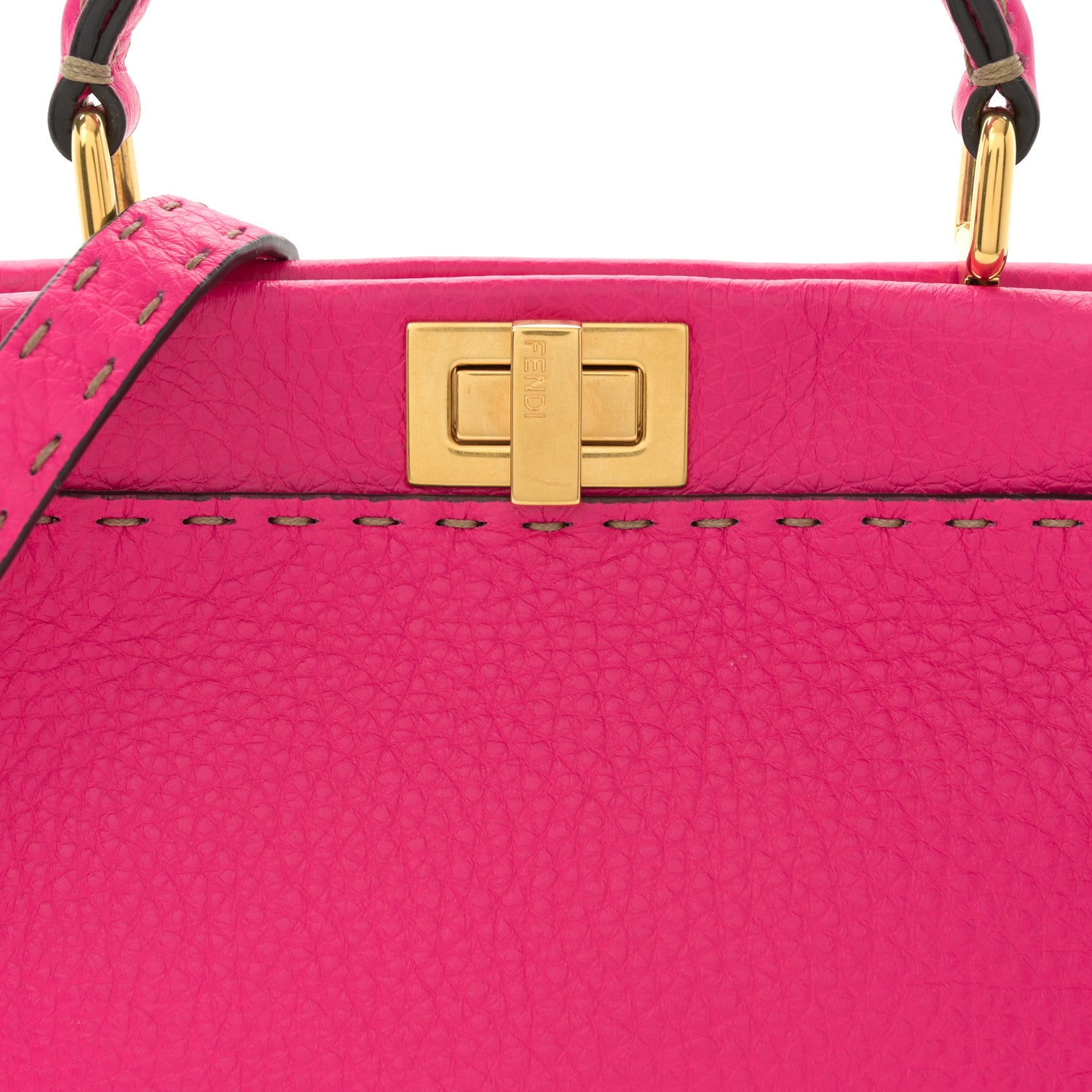 Fendi Cuoio Romano Selleria Mini Peekaboo Iconic Satchel Fuxia 8 of 12