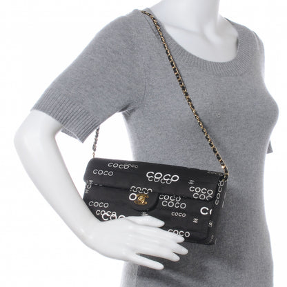Chanel Canvas Chocolate Bar Quilted Coco East West Flap Black 2 of 8