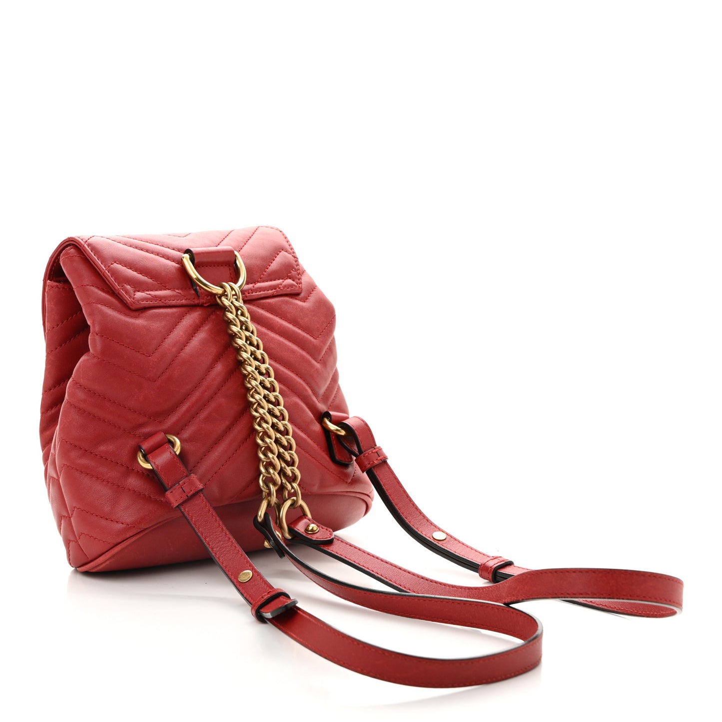 Calfskin Matelasse GG Marmont Flap Backpack Hibiscus Red