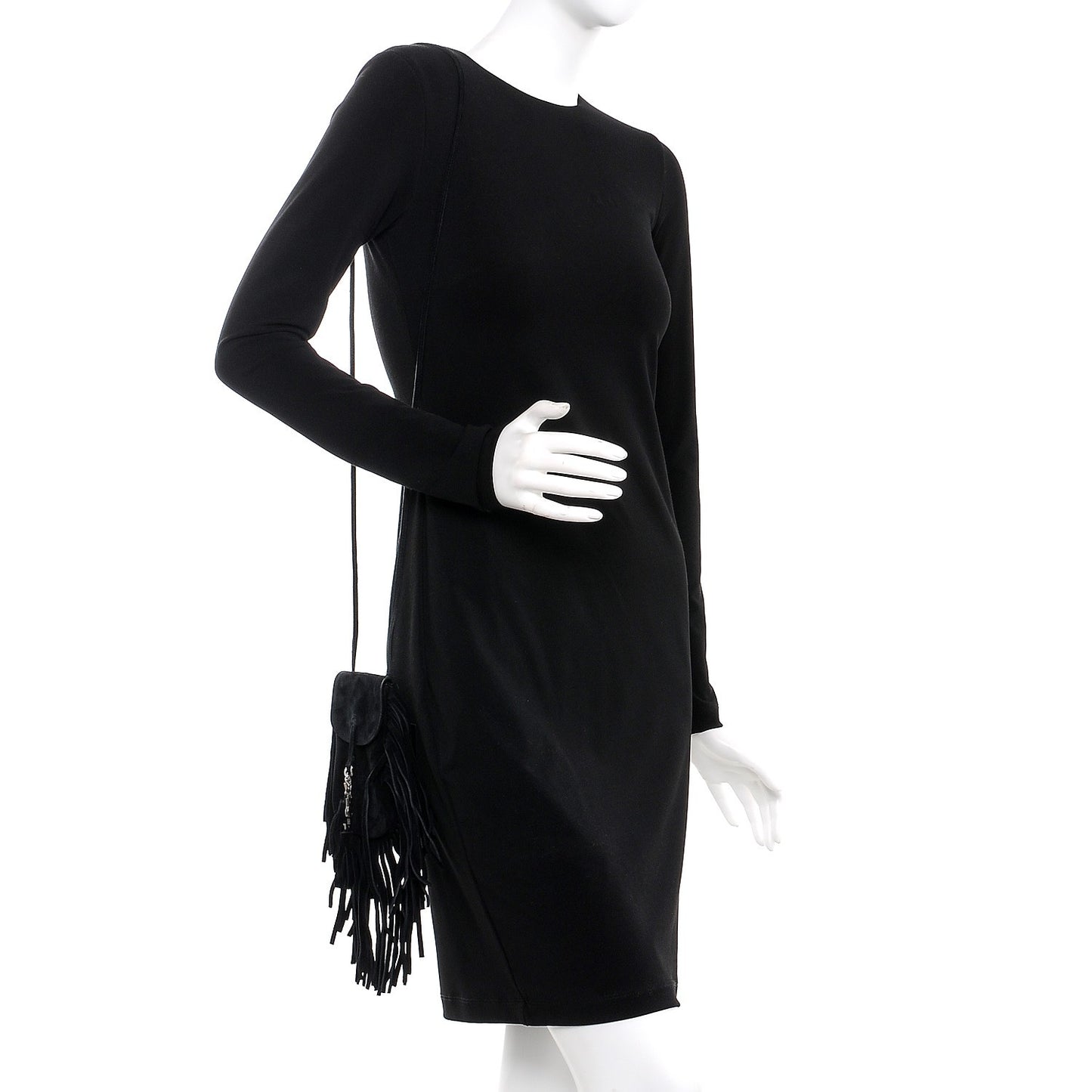 Suede Fringe Toy Monogram Anita Crossbody Bag Black