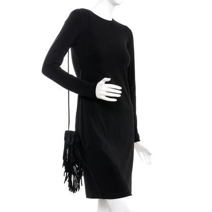 Saint Laurent Suede Fringe Toy Monogram Anita Crossbody Bag Black 2 of 7