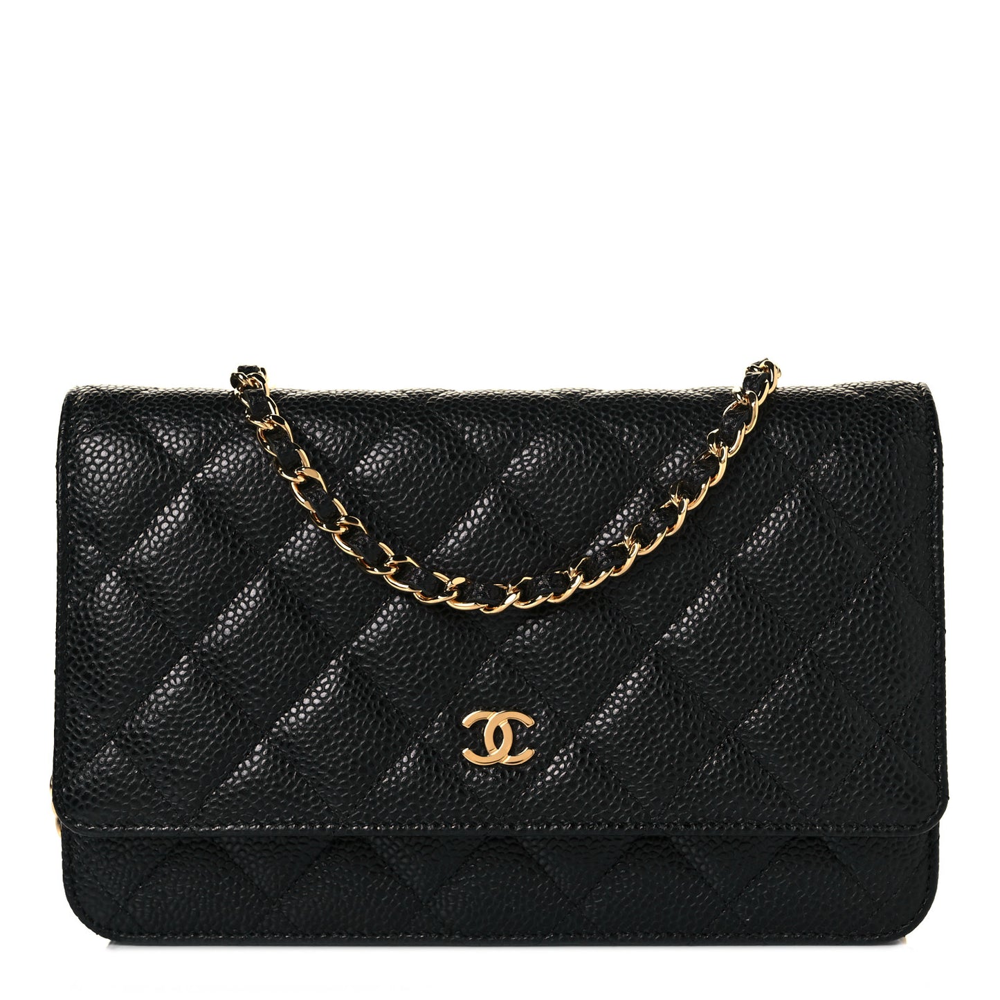 Caviar Quilted Wallet On Chain WOC Black