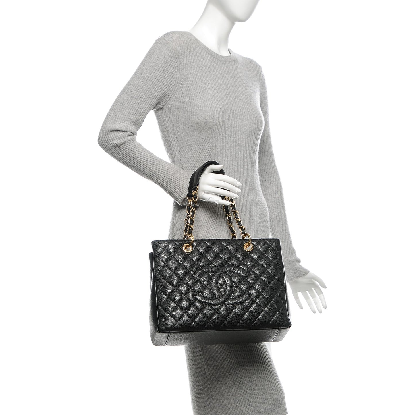 Caviar Quilted Grand Shopping Tote GST Black