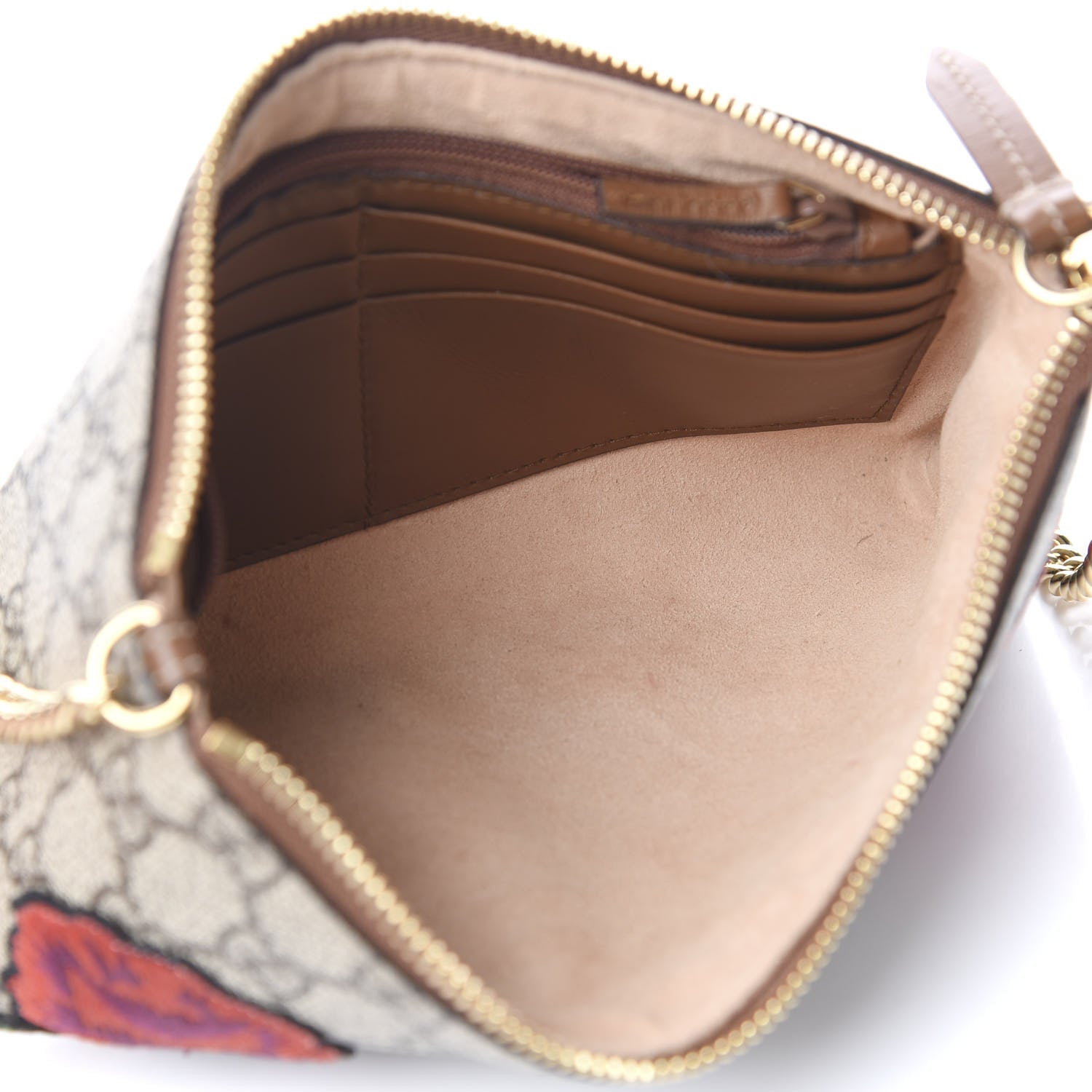 Gucci GG Supreme Monogram Embroidered Roses Chain Wrist Wallet 5 of 12