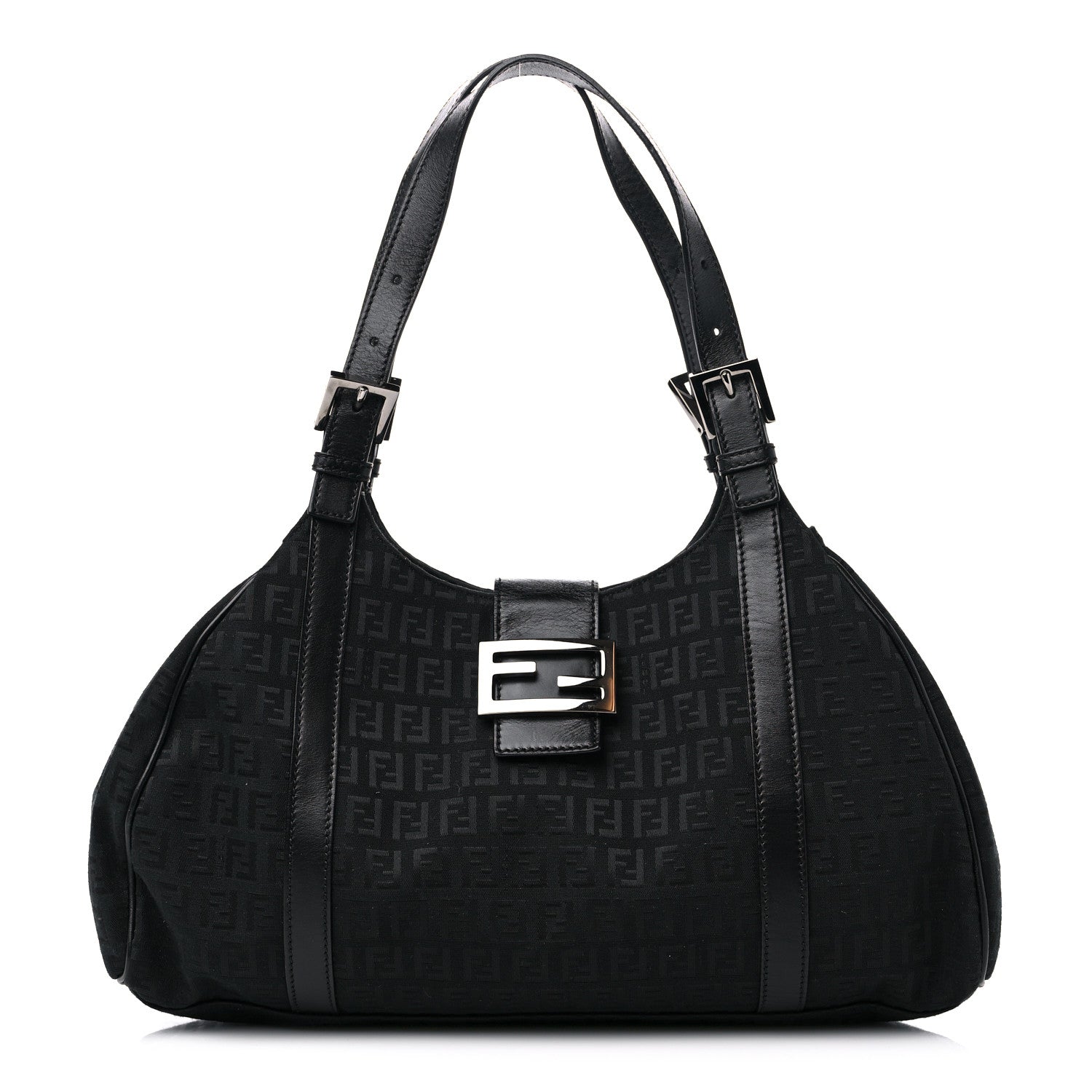 Fendi Zucchino Vitello Shoulder Bag Black 1 of 12