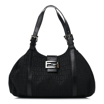 Fendi Zucchino Vitello Shoulder Bag Black 1 of 12