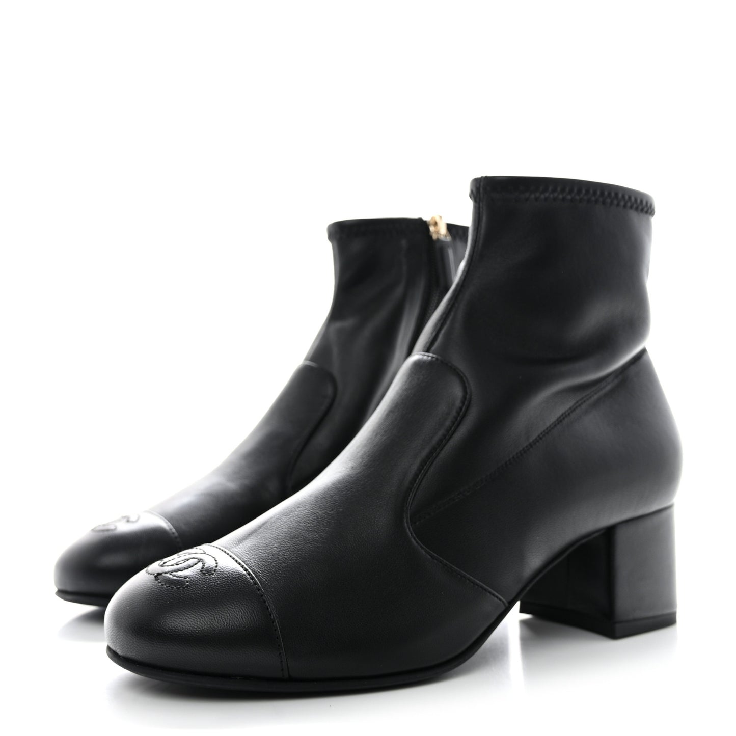 Lambskin Ankle Boots 38.5 Ivory Black