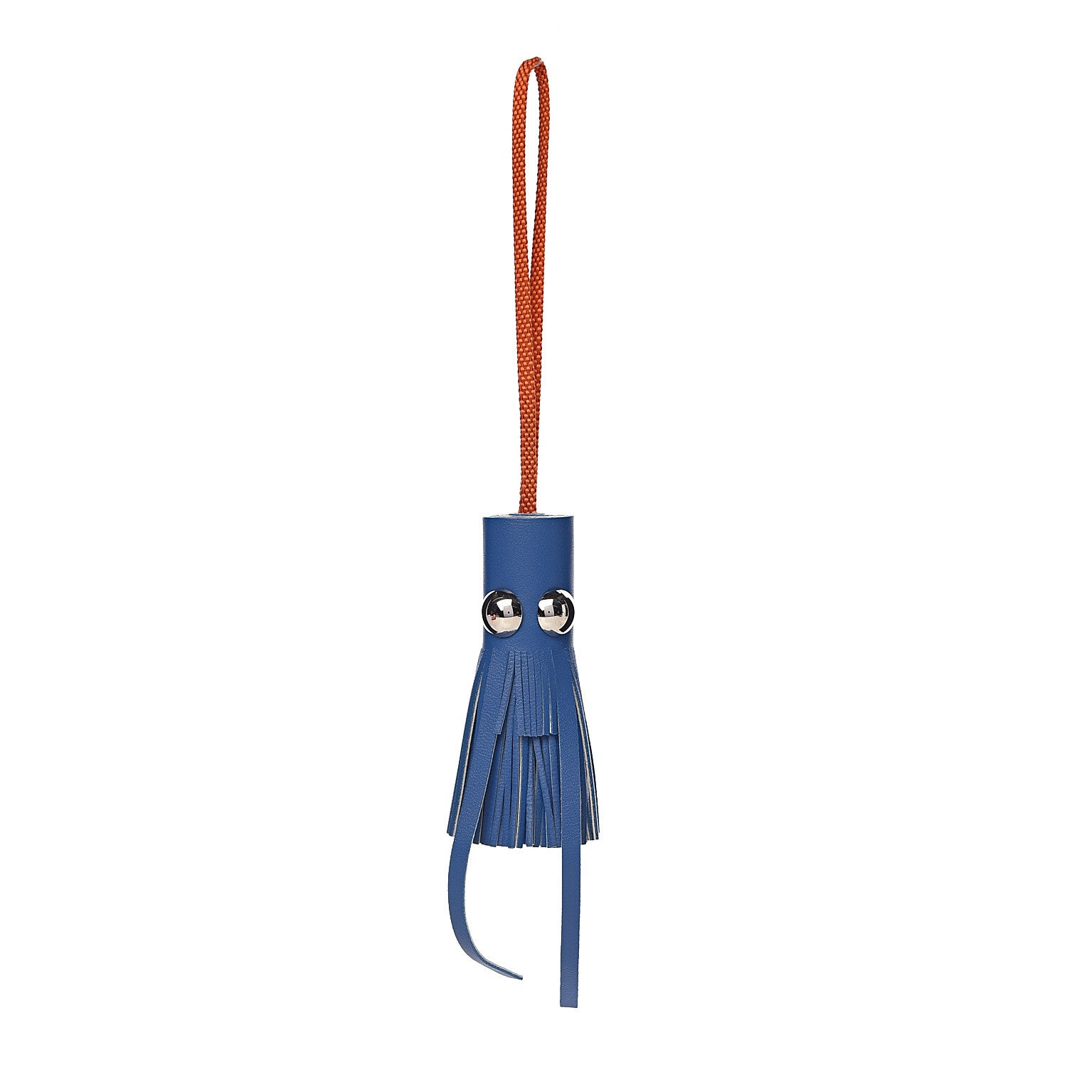 Hermes Lambskin Octopus Pom Pom Bag Charm Bleu 1 of 3