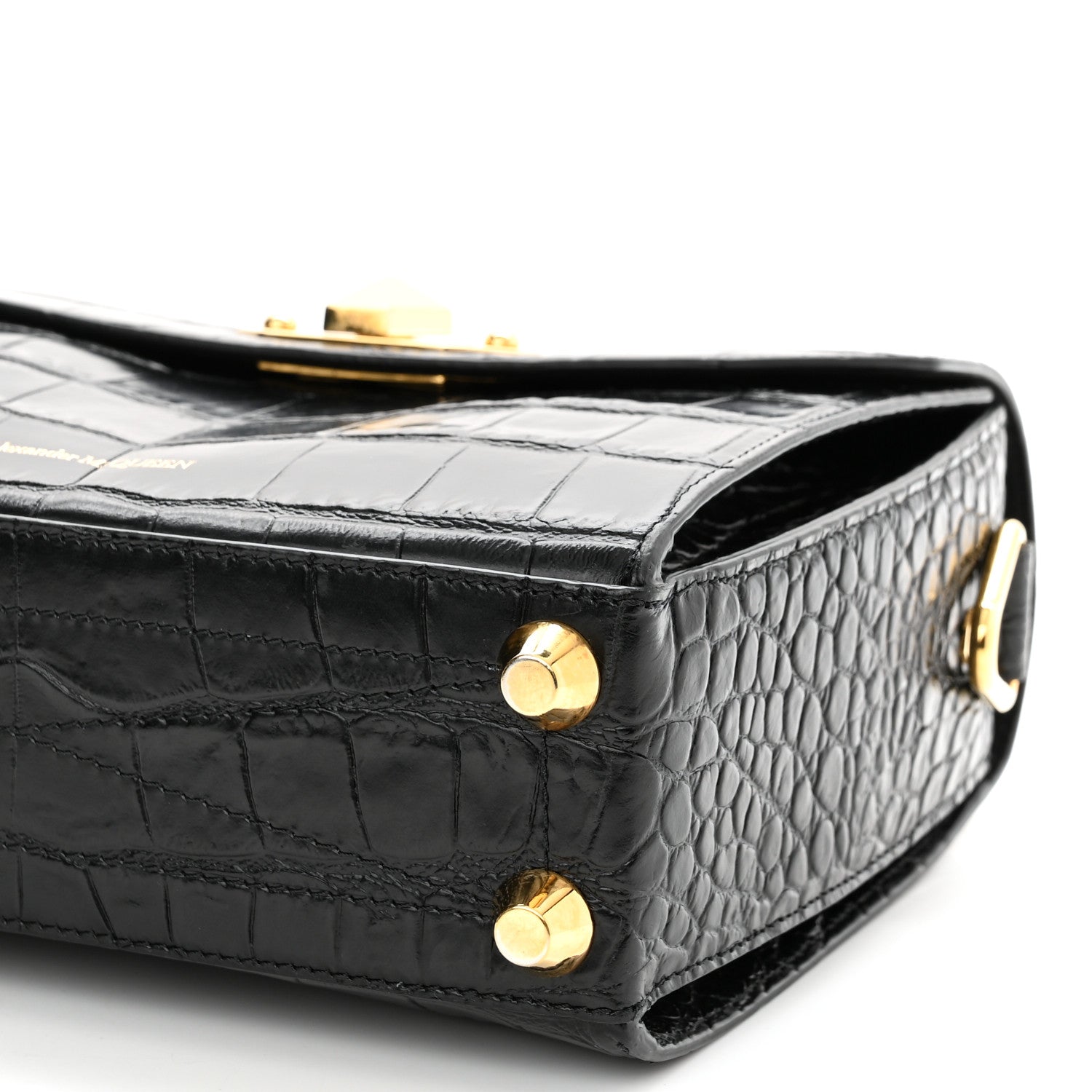 Alexander McQueen Calfskin Crocodile Embossed Box Shoulder Bag 21 Black 9 of 9