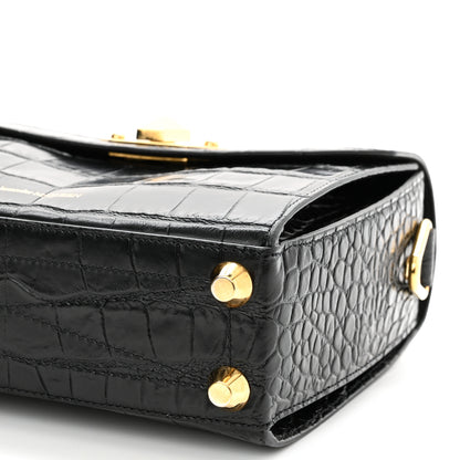 Alexander McQueen Calfskin Crocodile Embossed Box Shoulder Bag 21 Black 9 of 9