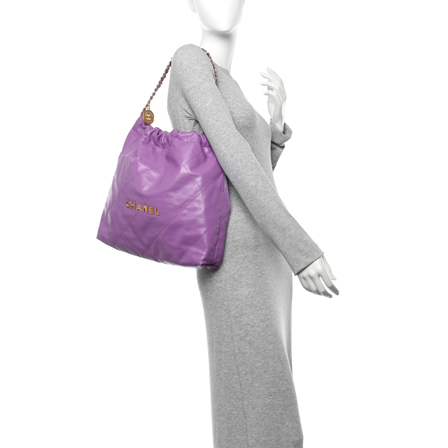 Chanel Shiny Calfskin Quilted Chanel 22 Purple 2 of 12