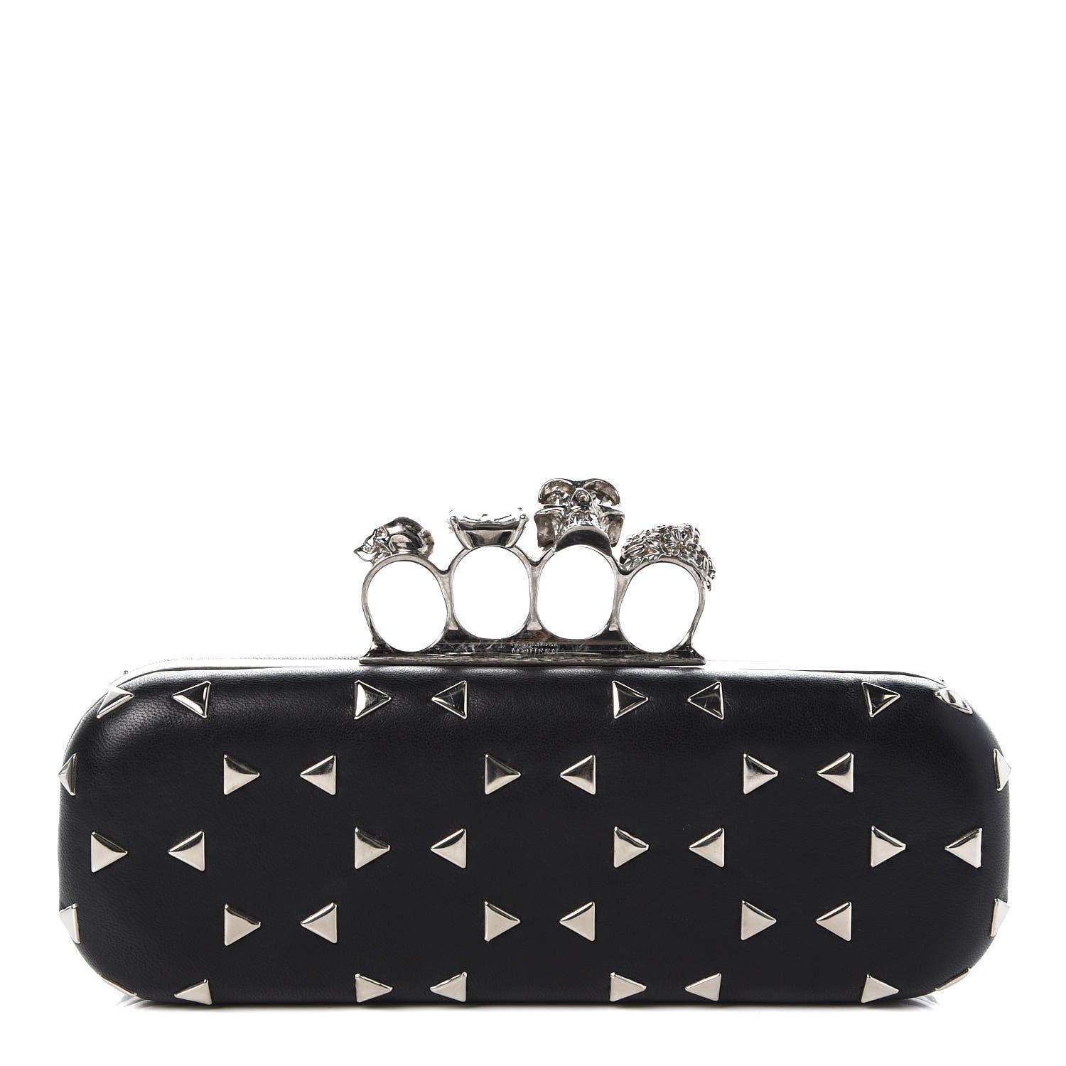 Alexander McQueen Nappa Studded Skull Knuckle Box Clutch Black 1 of 8