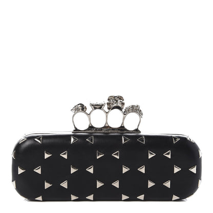 Alexander McQueen Nappa Studded Skull Knuckle Box Clutch Black 1 of 8
