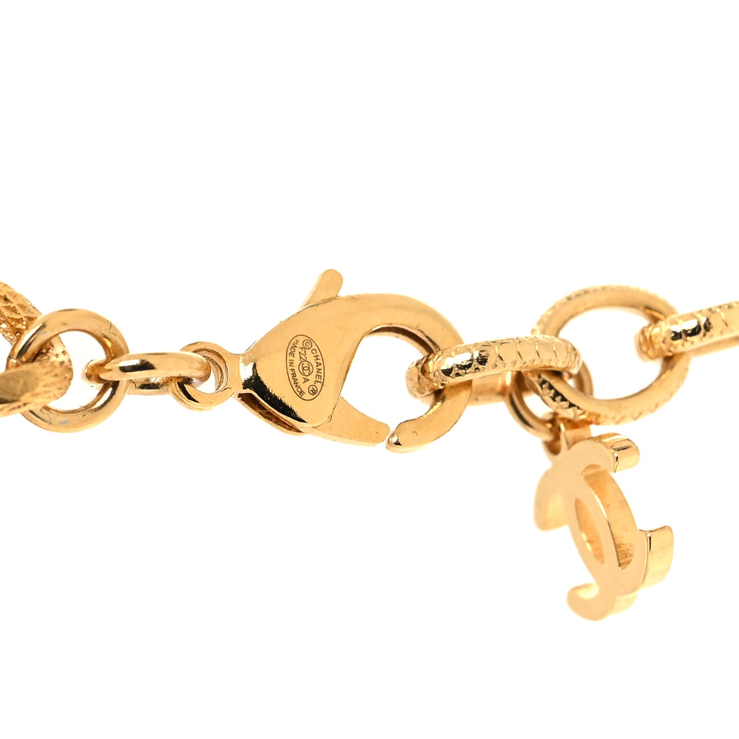 Crystal Chain Link CC Choker Necklace Gold