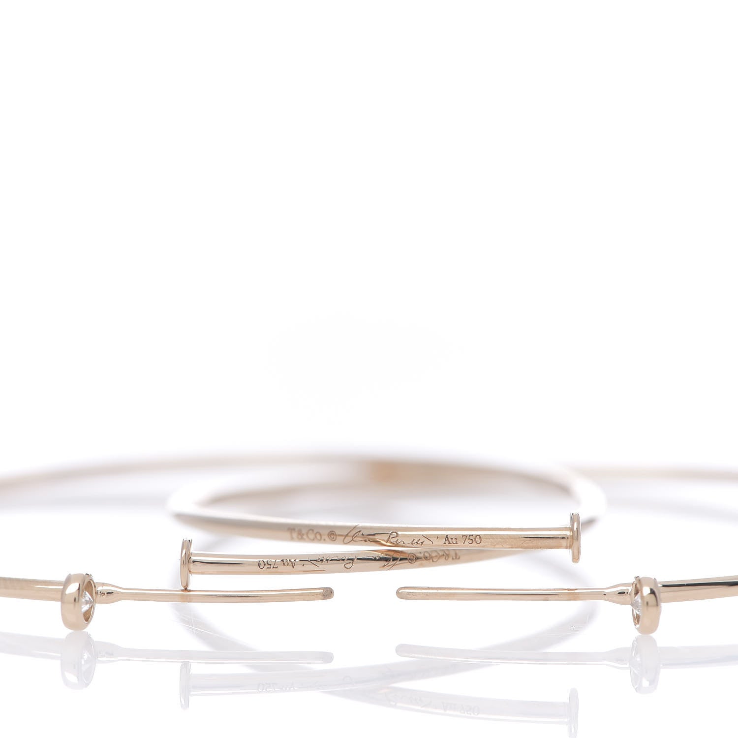 Tiffany 18K Rose Gold Diamond Medium Elsa Peretti Hoop Earrings 3 of 4