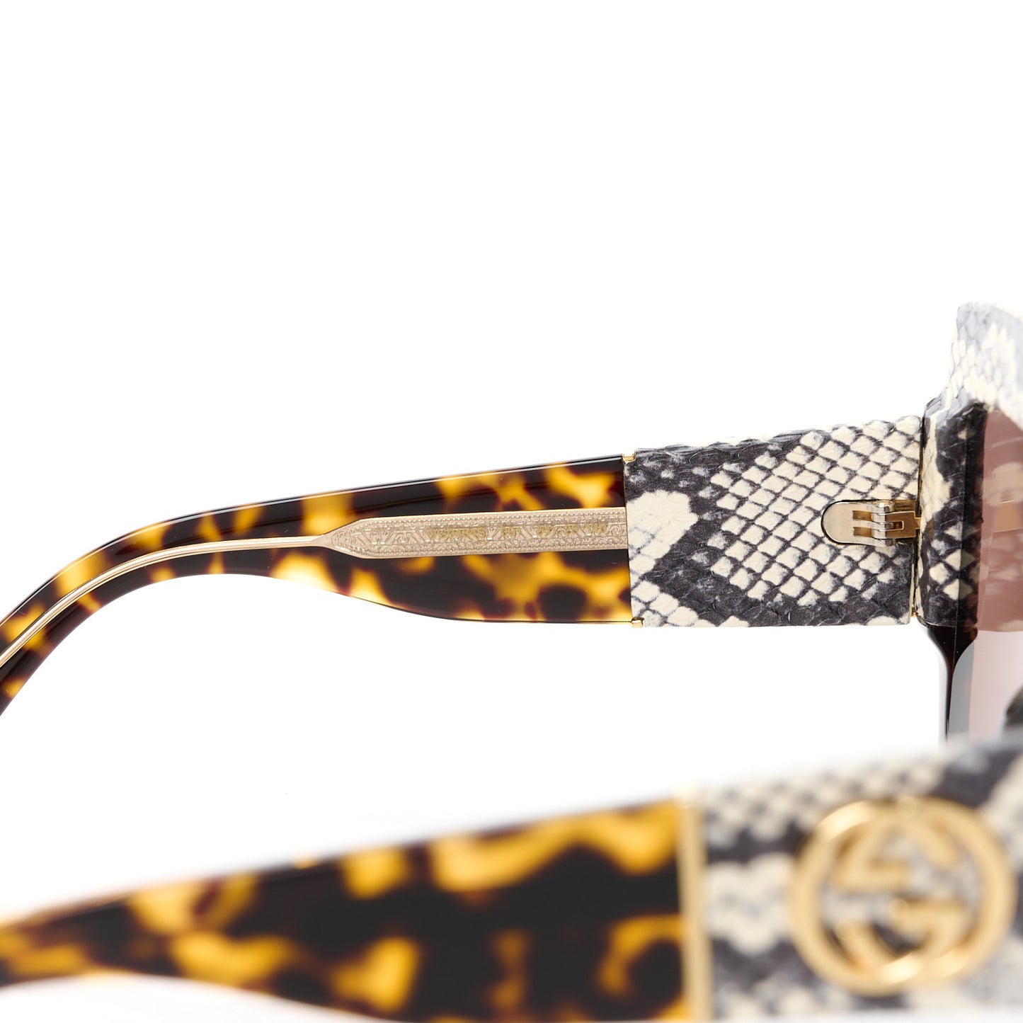 Snakeskin Acetate Square Sunglasses GG0484S Havana