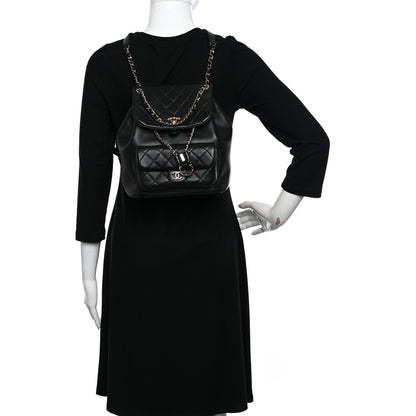 Chanel Lambskin Quilted Large Duma Drawstring Backpack Black 2 of 11