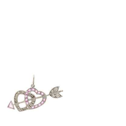 Tiffany Platinum Diamond Pink Sapphire Mini Hearts and Arrow Charm 3 of 3
