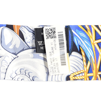 Hermes Silk La Danse Pacifique Twilly Bleu Nuit Jaune Vif 4 of 4