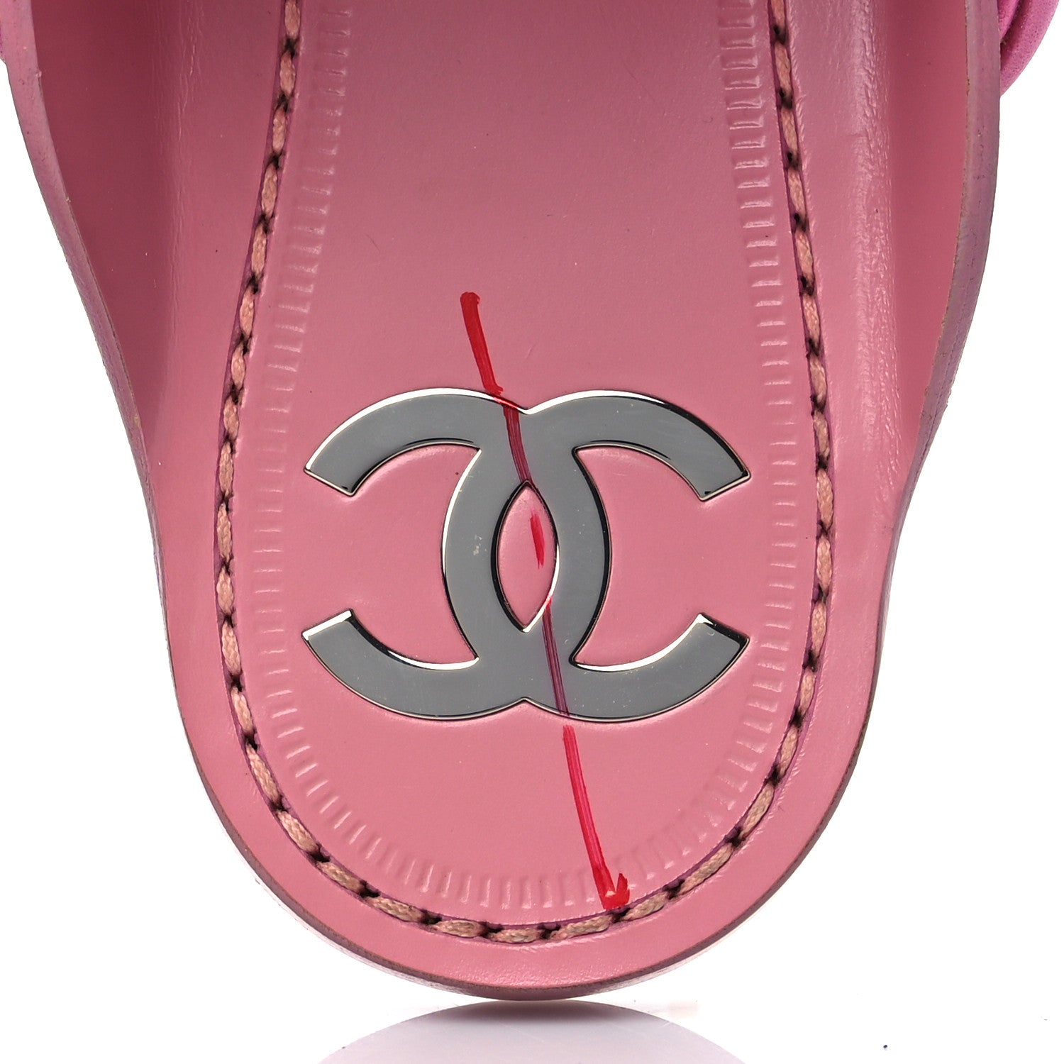 Chanel Calfskin Chain CC Thong Flat Sandals 36 Pink 8 of 9