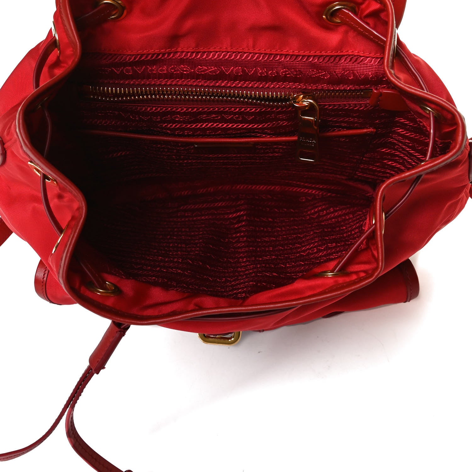 Prada Tessuto Nylon Vitello Backpack Rosso 4 of 14